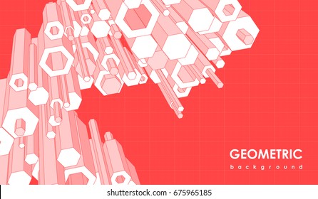 Abstract futuristic background with hexagon elements. Template with geometric elements for web and print.