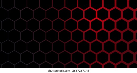 Fondo futurista Abstractas con hexágonos. Fondo de pantalla oscuro de alta tecnología de ciencia ficción con luces rojas. moderno. eps10