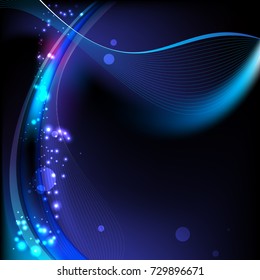 Abstract futuristic background. Molecules technology with linear pattern shapes on dark blue background. Illustration Vector design digital technology concept