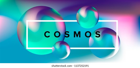 Abstract futuristic background with neon 3d spheres.
