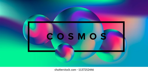 Abstract futuristic background with neon 3d spheres.