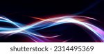 Abstract futuristic background with neon light effect. Shiny moving lines design element. Abstract neon color glowing lines futuristic background, horizontal light rays. Futuristic technology. Vector