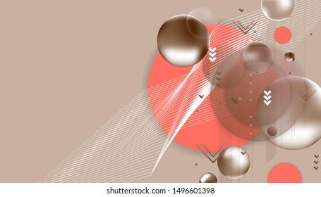 Abstract futuristic background New Year's Merry Christmas 3d colorful balls vector illustration pearls gentle pastel shades