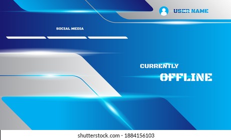 abstract futuristic background for offline streaming banner with blue and silver color