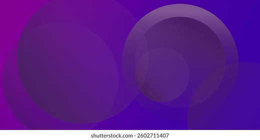 Abstract futuristic background with overlapping circular shapes in a deep purple gradient. Modern and minimalistic design perfect for digital and tech visuals