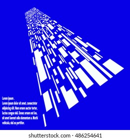 Abstract futuristic background of perspective surfaces with tiles of random  white rectangles, 3d render illustration