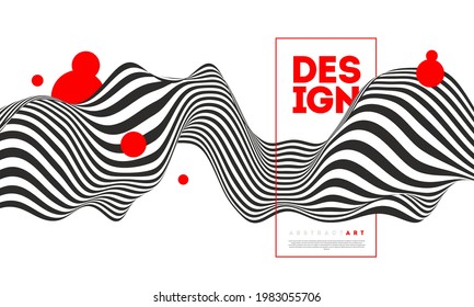 Abstract futuristic background. Poster with fluid wave shapes. Modern minimal design. Can be used for cover, poster, flyer, brochure, wall art. Vector illustration.