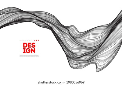 Abstract futuristic background. Poster with fluid wave shapes. Modern minimal design. Can be used for cover, poster, flyer, brochure, wall art. Vector illustration.