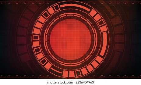 abstract futuristic background of red circle round glowing technology sci fi frame. hud ui