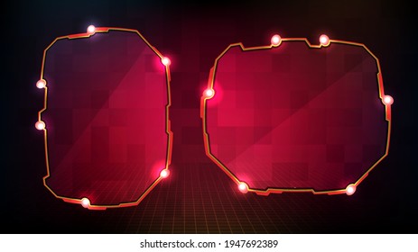 abstract futuristic background of red glowing technology sci fi frame hud ui