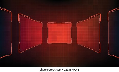 abstract futuristic background of red glowing technology sci fi frame hud ui