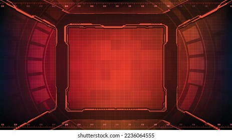 abstract futuristic background of red glowing technology sci fi frame hud ui