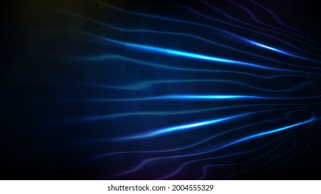 Abstract futuristic background of sci fi technology fast moving neon line