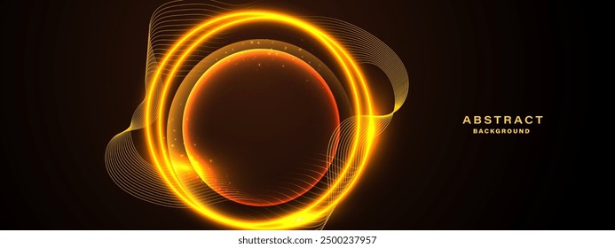 Abstract futuristic background with shining golden light effect.Vector illustration.
