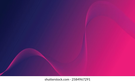 Abstract futuristic background with smooth flowing pink and purple wave lines on a gradient blue backdrop. Perfect for technology, digital, and modern design concepts