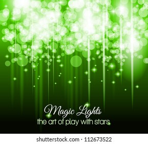 Abstract futuristic background with striped lights and a flow of sparkling stars. Ideal for cover, brochures or posters.
