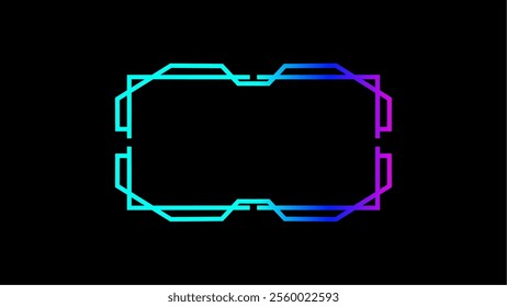 Abstract futuristic background with symmetrical frame lines in blue and pink gradient colors