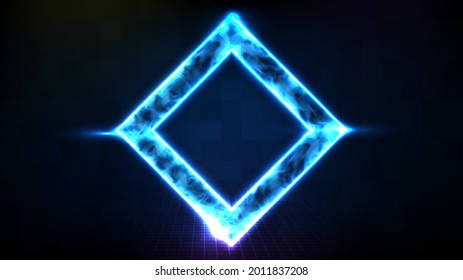 abstract futuristic background of technology neon frame with smoke