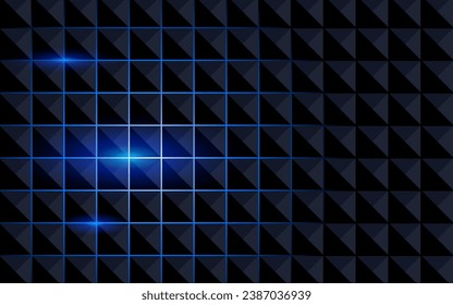 Abstract futuristic background of triangle shape pattern with blue light, vector illustration