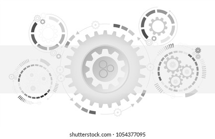 Abstract futuristic background. Vector illustration gear wheel, hexagons and circuit board, Hi-tech digital technology and engineering. Digital telecom technology concept. 