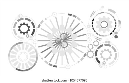 Abstract futuristic background. Vector illustration gear wheel, hexagons and circuit board, Hi-tech digital technology and engineering. Digital telecom technology concept. 