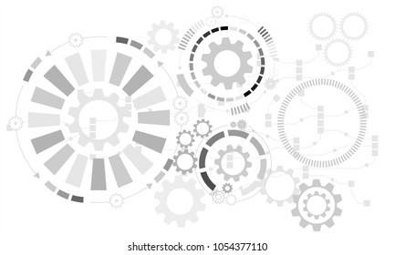 Abstract futuristic background. Vector illustration gear wheel, hexagons and circuit board, Hi-tech digital technology and engineering. Digital telecom technology concept. 