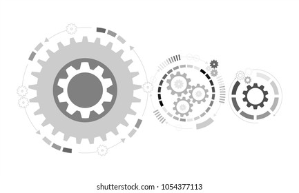 Abstract futuristic background. Vector illustration gear wheel, hexagons and circuit board, Hi-tech digital technology and engineering. Digital telecom technology concept. 
