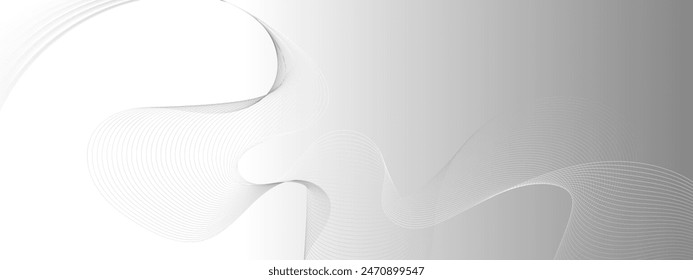 Abstract futuristic background with waves. Gray gradient smooth wave lines Modern wave lines 3d technology concept. Vector illustration of wave lines on gray white background Linear template  business