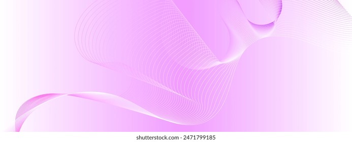 Abstract futuristic background with waves. Lilac gradient smooth wave lines modern wave lines 3d technology concept. Vector illustration of wave lines on purple white background Linear business templa