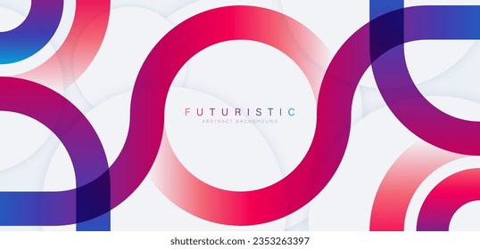 Abstract futuristic background with white circle shape. Modern gradient geometric shape graphic element. Future technology concept. Banner template design. Vector illustration