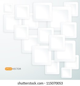 Abstract futuristic background with white squares on grey background