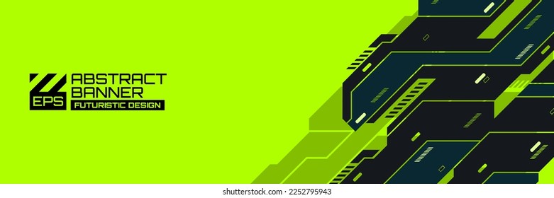 Abstract futuristic banner, cyberpunk background vector with HUD shapes ornament, modern technology retro futurism