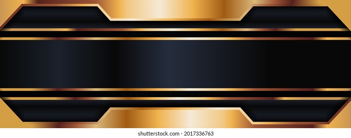 Abstract Futuristic Black Background Combined with Golden Element.