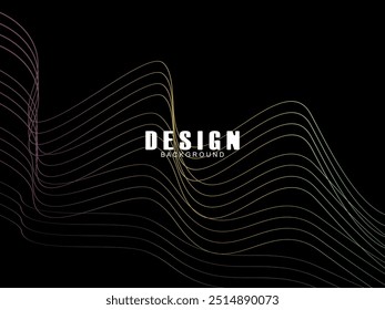 Abstract futuristic black background modern design. Realistic 3d wallpaper with luxurious flowing lines. Elegant background for posters, advertisements, websites, brochures, cards, banners, apps, etc.