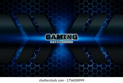 Abstract futuristic black and blue gaming background with modern esport shapes. Vector design template technology concept can use element game banner, sport poster, cyber wallpaper, web, advertising