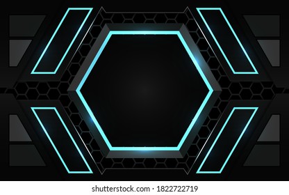 Abstract futuristic black and blue gaming background with modern esport shapes. Vector design template technology concept can use element game banner, sport poster, cyber wallpaper, web, cover