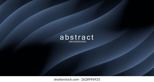 Abstract futuristic black blue white background with wavy design. Realistic 3D wallpaper with flowing luxury lines. eps10 vector
