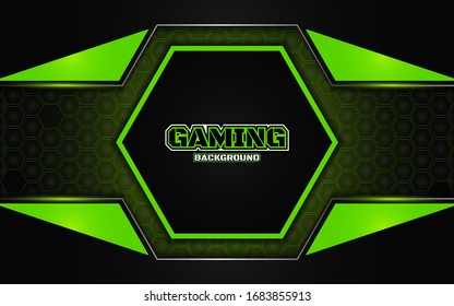 Abstract futuristic black and green gaming background with modern esport shapes. Vector design template technology concept can use element game banner, sport poster, cyber wallpaper, web, advertising