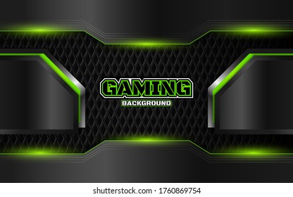 Abstract Futuristic Black And Green Gaming Background With Modern Esport Shapes. Vector Design Template Technology Concept Can Use Element Game Banner, Sport Poster, Cyber Wallpaper, Web, Advertising