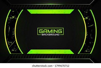 Abstract futuristic black and green gaming background with glossy metal esport shapes. Vector design template technology concept can use element game banner, sport poster, wallpaper, web streaming