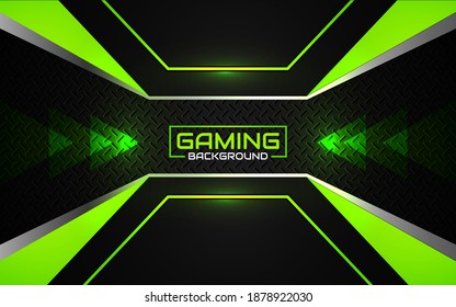 Abstract futuristic black and green gaming background with modern esport shapes. Vector design template technology concept can use element game banner, sport poster, cyber wallpaper, web, advertising