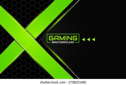 Abstract futuristic black and light green gaming background with modern esport shapes. Vector design template technology concept for element game banner, sport poster, automotive flyer, wallpaper