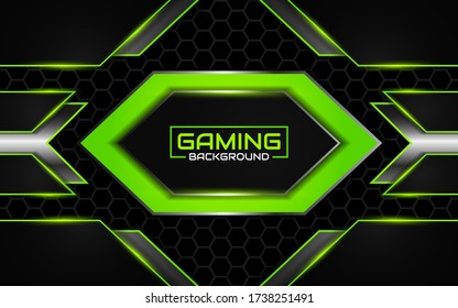 Abstract futuristic black and light green gaming background with modern esport shapes. Vector design template technology concept for element game banner, sport poster, automotive flyer, wallpaper