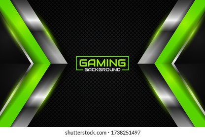 Abstract futuristic black and light green gaming background with modern esport shapes. Vector design template technology concept for element game banner, sport poster, automotive flyer, wallpaper