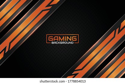 Abstract futuristic black and orange gaming background with modern esport shapes. Vector design template technology concept can use element game banner, sport poster, cyber wallpaper, web, advertising