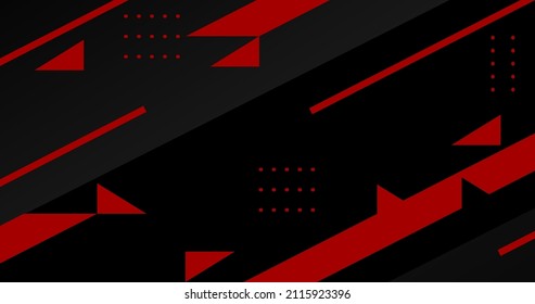 Abstract Futuristic Black And Red Game Illustration Background With Modern Esport Shapes. Technology Concept Vector Design Template For Element Game Banner, Esports Poster, Wallpaper, Web