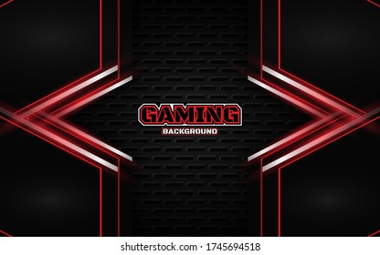 Abstract futuristic black and red gaming background with modern esport shapes. Vector design template technology concept can use element game banner, sport poster, cyber wallpaper, web, advertising