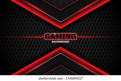 Abstract futuristic black and red gaming background with modern esport shapes. Vector design template technology concept can use element game banner, sport poster, cyber wallpaper, web, advertising