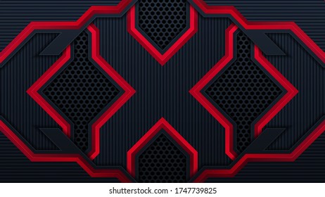 Abstract futuristic black and red gaming background with modern esport shapes. Vector design template technology concept can use element game banner, sport poster, cyber wallpaper, web, advertising