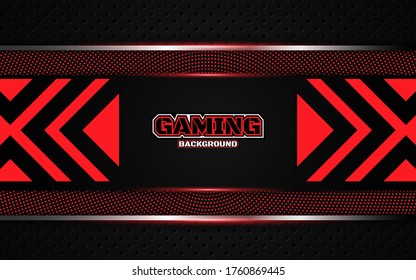 Abstract futuristic black and red gaming background with modern esport shapes. Vector design template technology concept can use element game banner, sport poster, cyber wallpaper, web, advertising